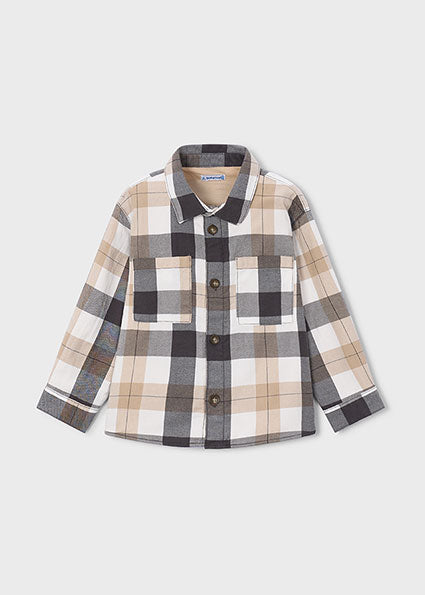 PRE ORDER Mayoral Boys Beige & Black Check Overshirt 4142