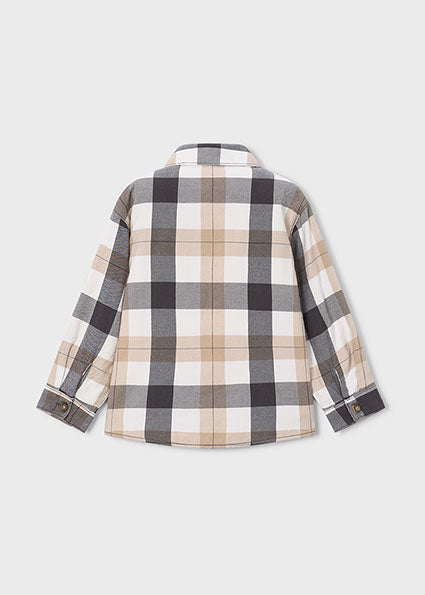 PRE ORDER Mayoral Boys Beige & Black Check Overshirt 4142