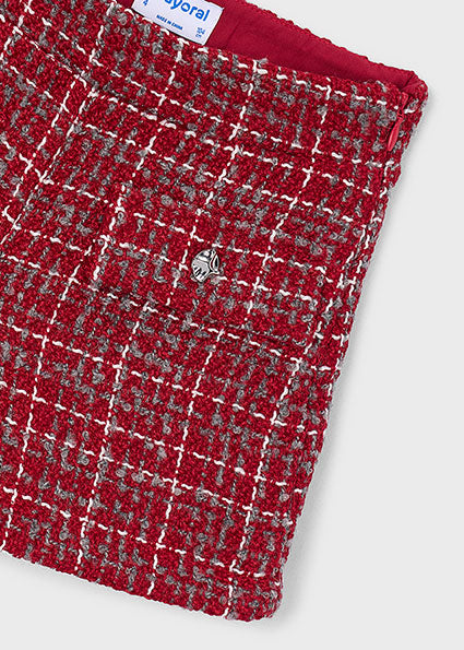 Mayoral Girls Red Tweed Short Set 4034 4230