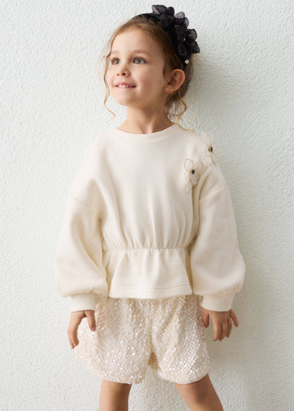 PRE ORDER Mayoral Girls Cream Sequin Short Set 4231