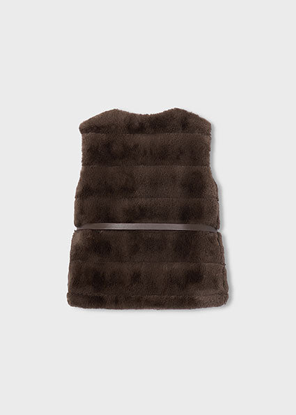 Mayoral Girls Brown Faux Fur Belted Gilet 4328