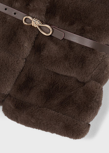 Mayoral Girls Brown Faux Fur Belted Gilet 4328