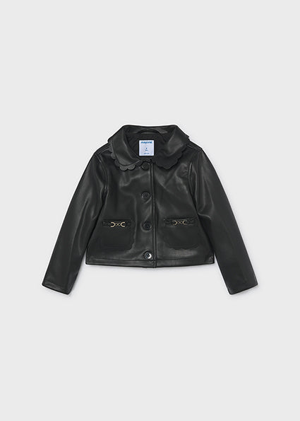 Mayoral Girls Black Faux Leather Jacket & Skirt Set 4410 4904