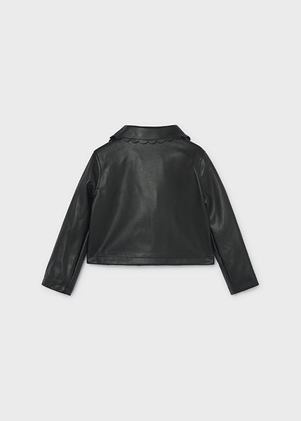 Mayoral Girls Black Faux Leather Jacket & Skirt Set 4410 4904