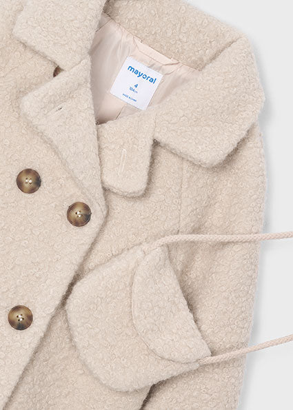 PRE ORDER Mayoral Girls Cream Boucle Coat & Purse 4411