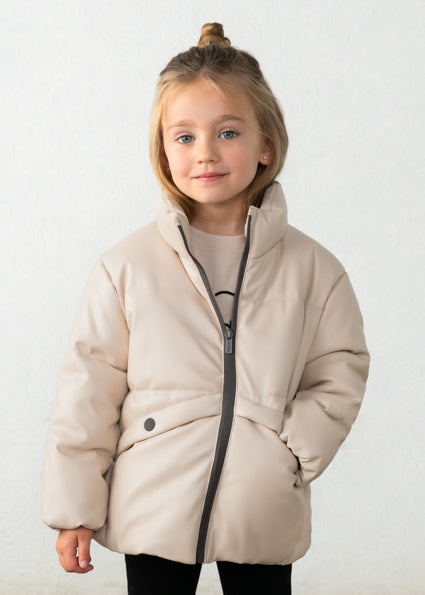 Mayoral Girls Cream Faux Leather Jacket 4416