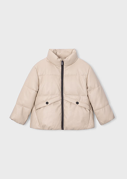 Mayoral Girls Cream Faux Leather Jacket 4416