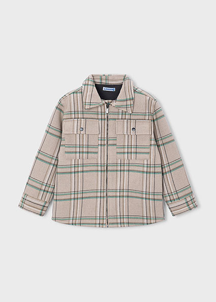 Mayoral Boys Beige & Green Checked Overshirt 4466