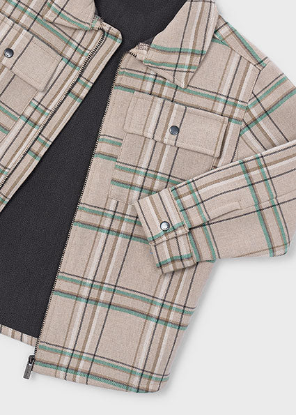 Mayoral Boys Beige & Green Checked Overshirt 4466
