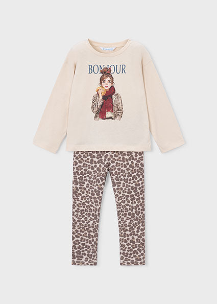 Mayoral Girls Brown Leopard Print Legging Set 4734