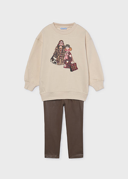 Mayoral Girls Brown Sweatshirt & Legging Set 4737