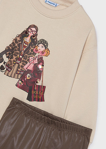Mayoral Girls Brown Sweatshirt & Legging Set 4737
