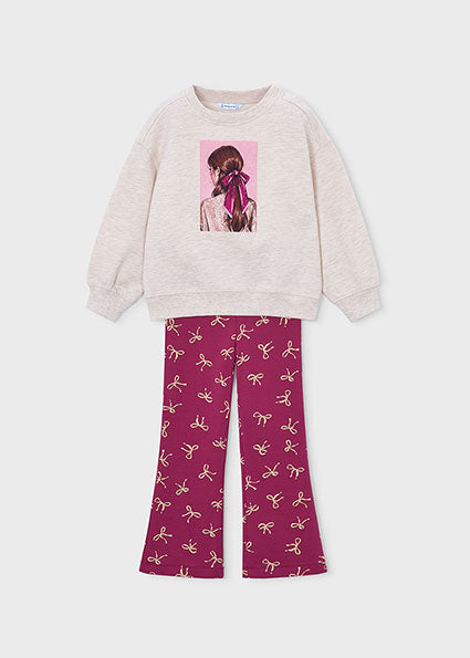 Mayoral Girls Raspberry Fared Bow Legging Set 4738
