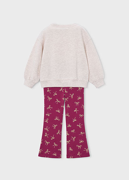Mayoral Girls Raspberry Fared Bow Legging Set 4738