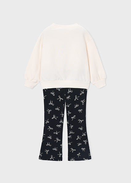 Mayoral Girls Black Bow Flared Legging Set 4738