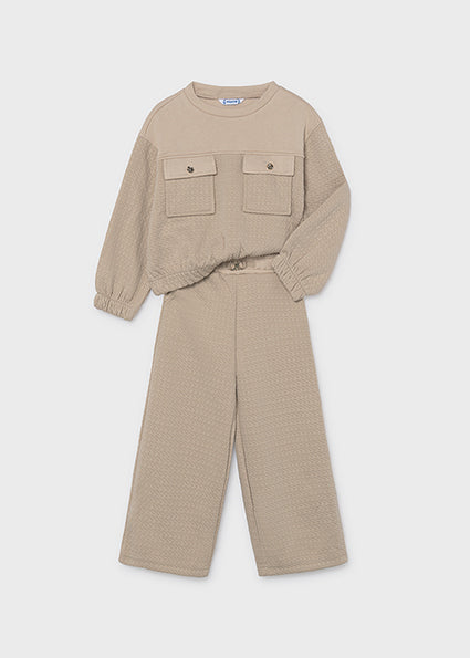 Mayoral Girls Beige Quilted Tracksuit 4816