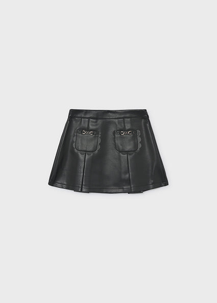 Mayoral Girls Black Faux Leather Jacket & Skirt Set 4410 4904