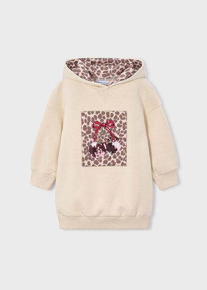 PRE ORDER Mayoral Girls Cream Fleece Hooded Dress 4916
