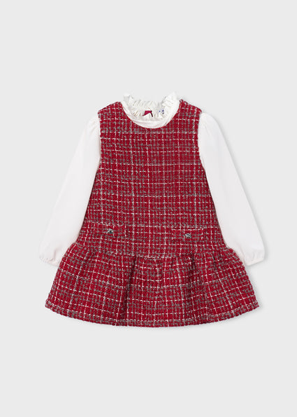 Mayoral Girls Red Tweed Pinafore Dress 4929