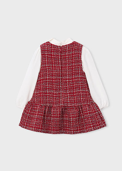 Mayoral Girls Red Tweed Pinafore Dress 4929