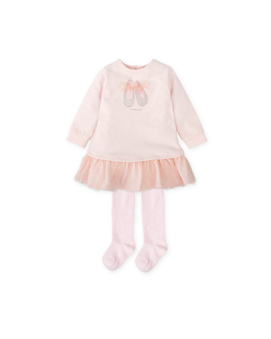 Tutto Piccolo Girls Pink Tulle Dress & Tights 2291