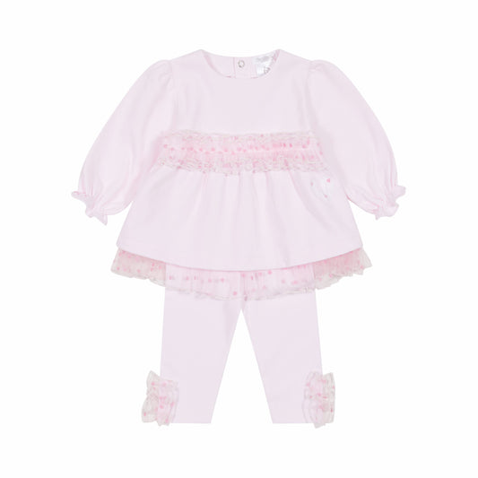 Deolinda Baby Girl Pink Tulle Loveheart Legging Set 1302 image 0