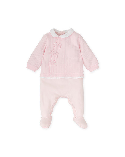 Tutto Piccolo Girls Pink Two Piece Bow Set 2415
