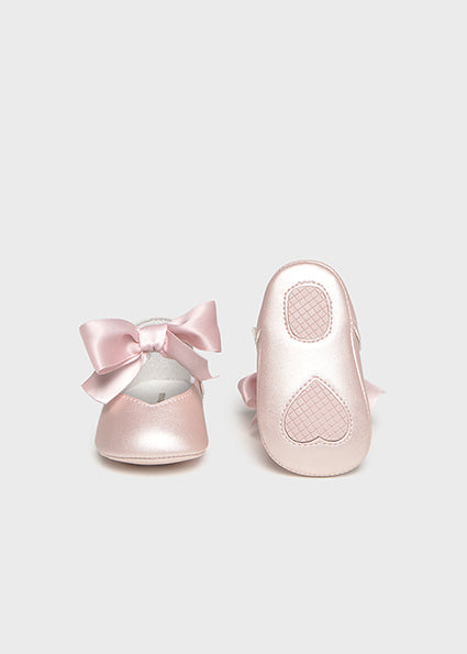Mayoral Baby Girl Pink Metallic Mary Jane Bow Shoe 9090