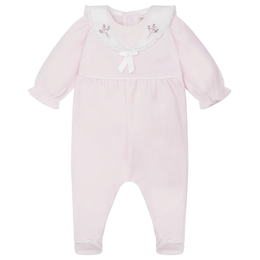 Emile Et Rose Baby Girls Pink Velour Babygrow Katie
