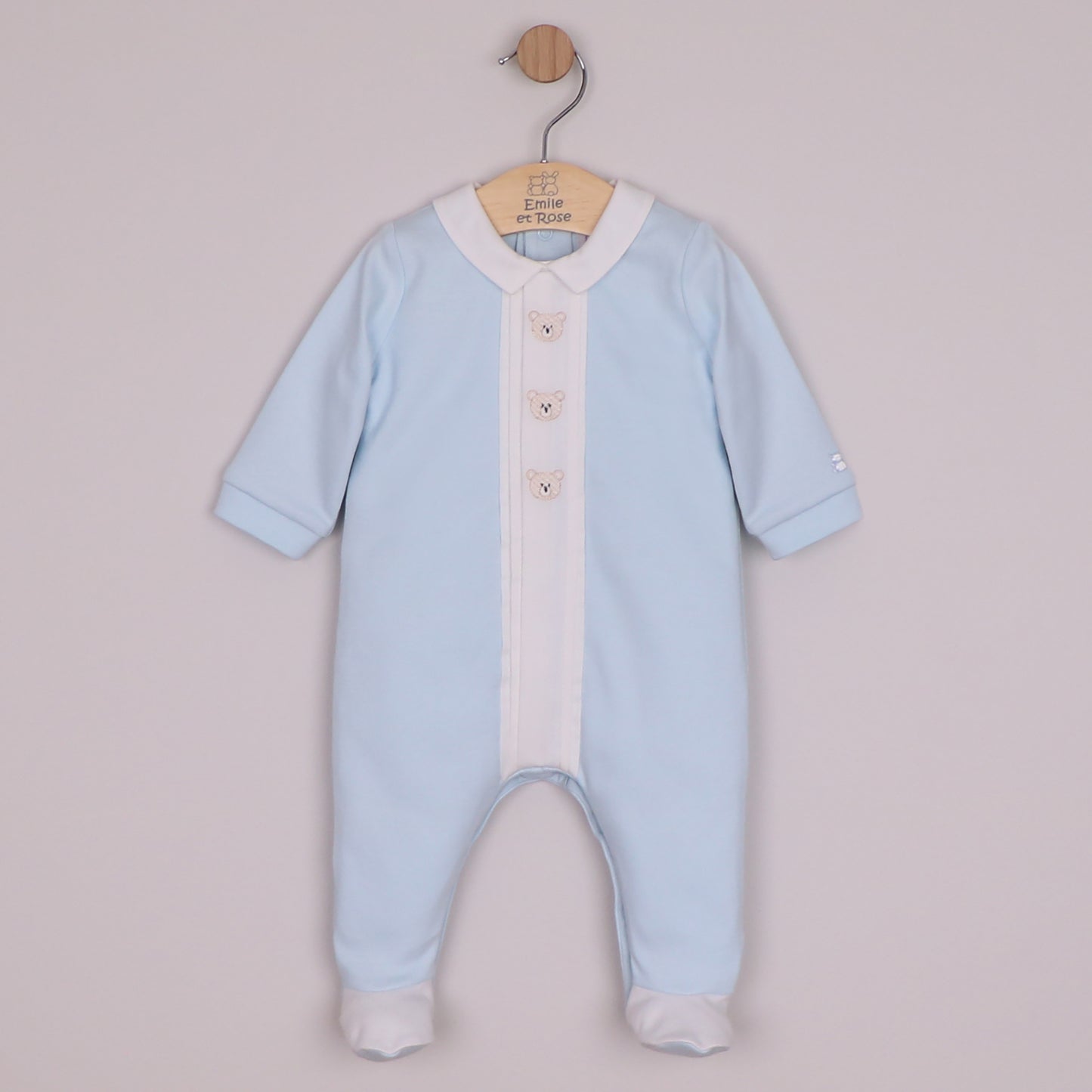 Emile Et Rose Baby Boys Blue Teddy Bear Babygrow Miles