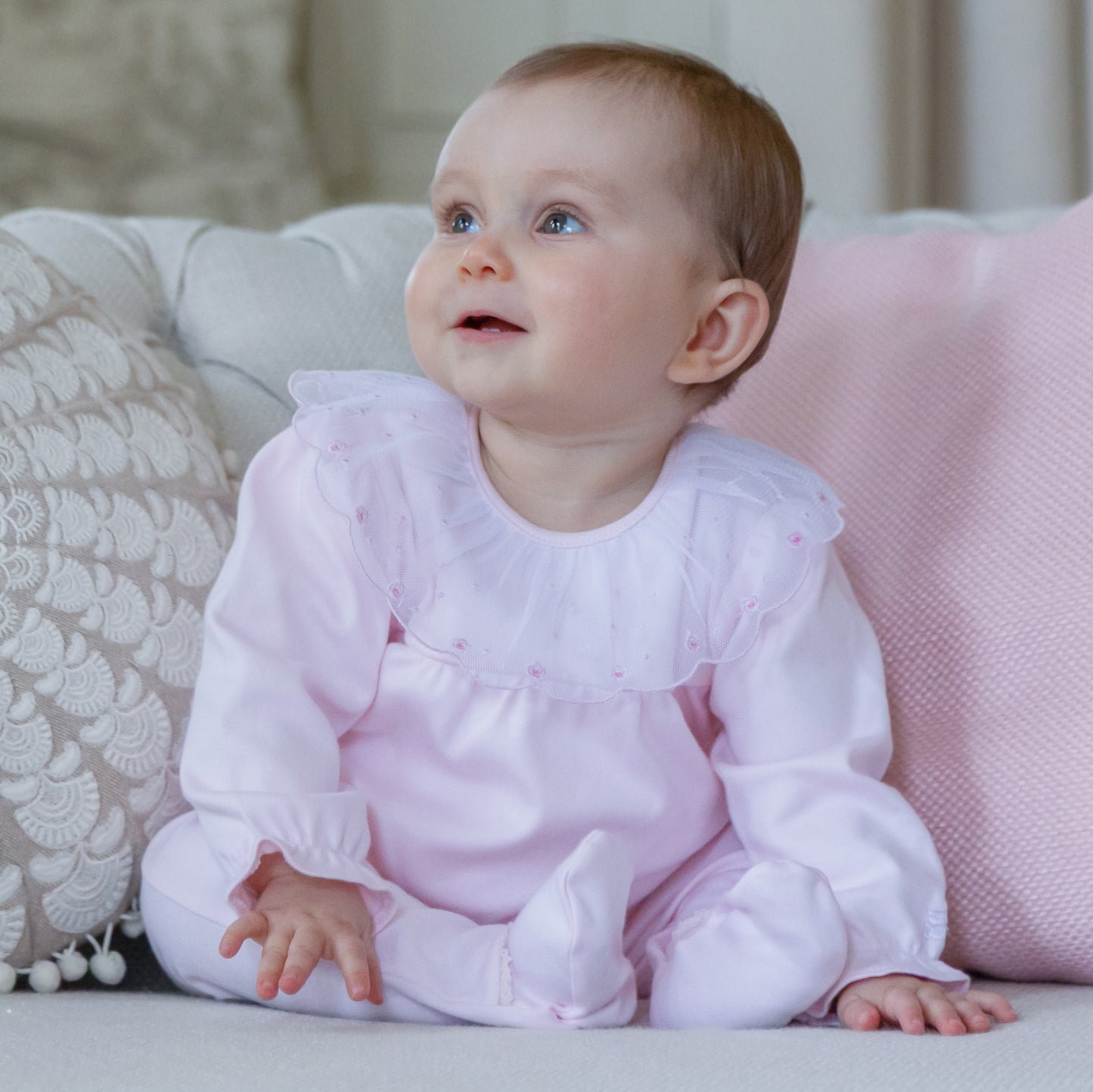 Emile Et Rose Baby Girl Pink Flower Tulle Babygrow Mabel