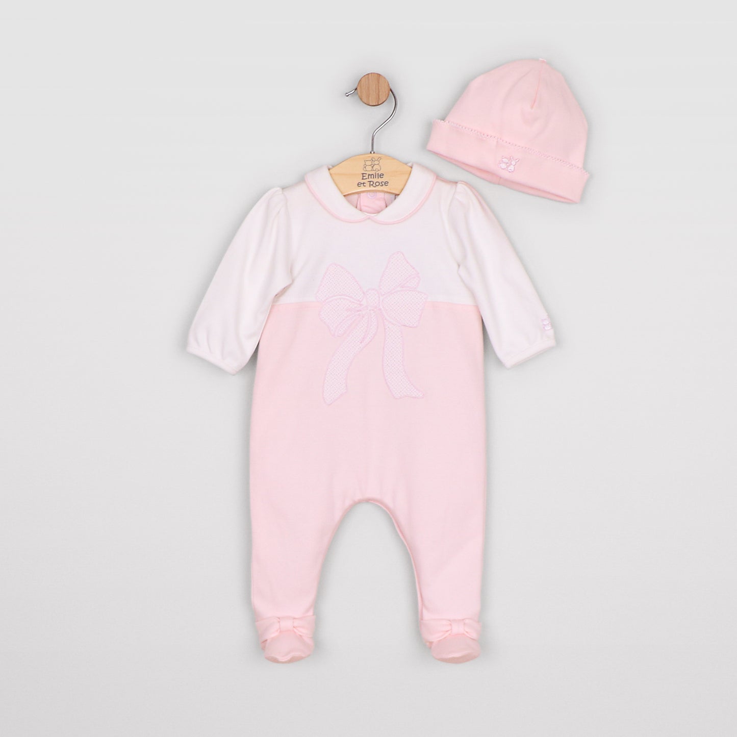 Emile Et Rose Baby Girl Pink Bow Babygrow & Hat Maya