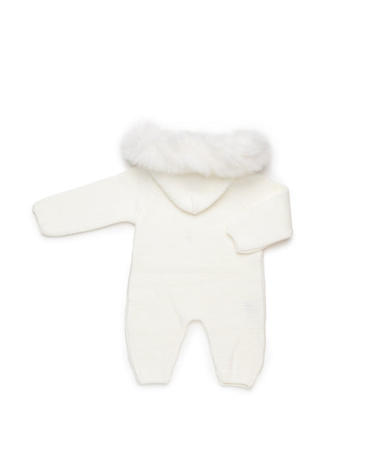 Juliana Baby Cream Knitted Hooded Snowsuit 26720