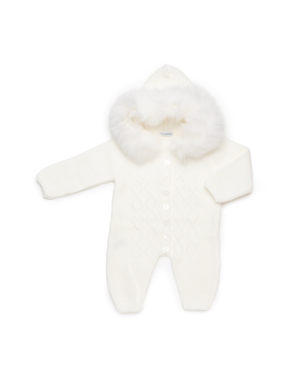 Juliana Baby Cream Knitted Hooded Snowsuit 26720