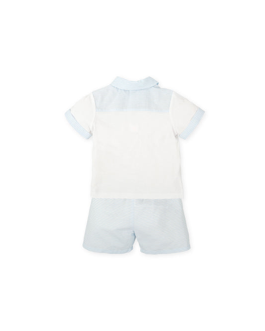 Tutto Piccolo Boys Blue Stripe Polo Short Set 2701