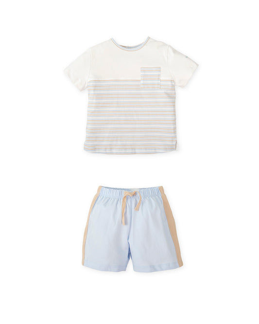 Tutto Piccolo Boys Blue Striped Short Set 2704