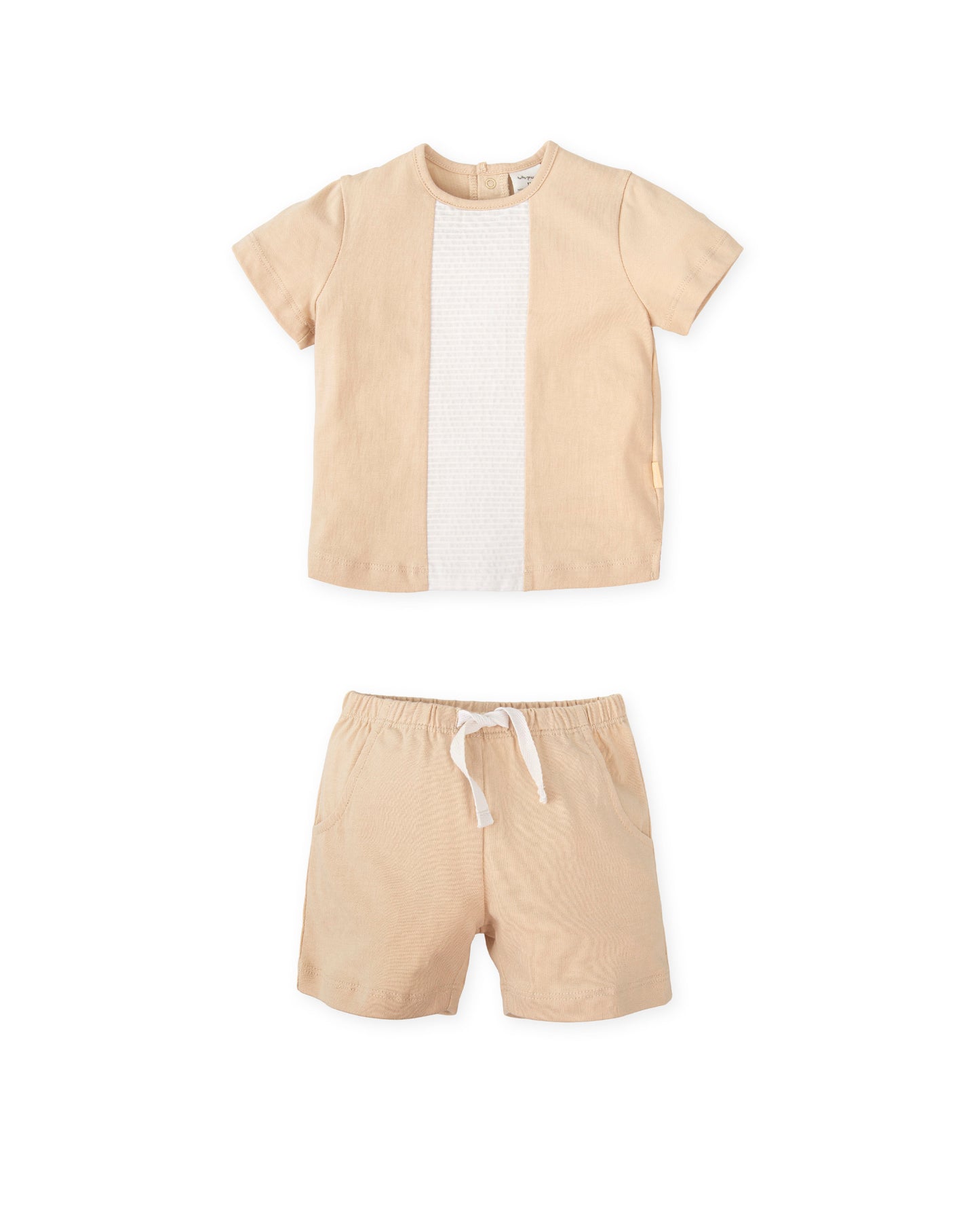 Tutto Piccolo Baby Boys Beige Ribbed Short Set 2714