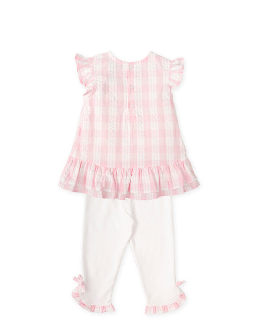 Tutto Piccolo Girls Gingham Frill Legging Set 2736