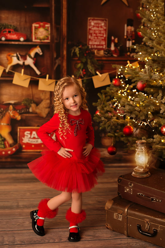 Daga Girls Red Tutu Sparkle Bow Dress 9915 image 1