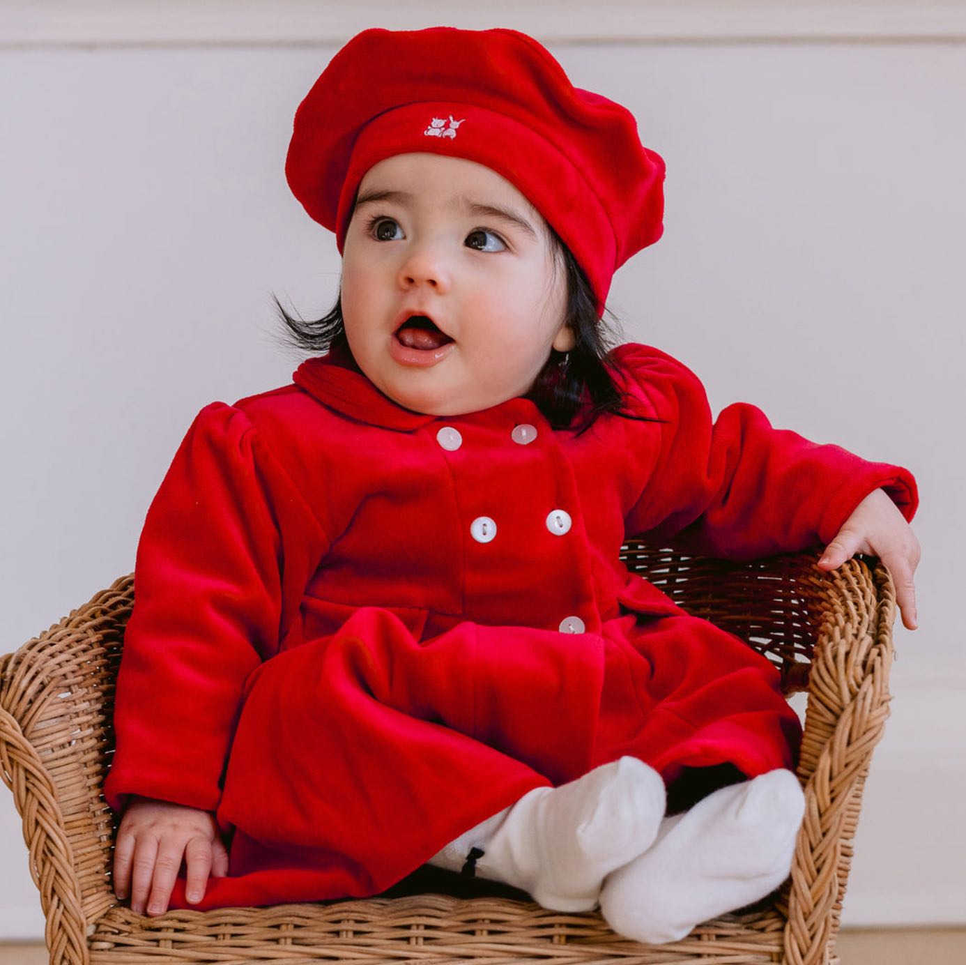 Emile Et Rose Baby Girl Red Velour Coat and Hat Set Rosanna image 2