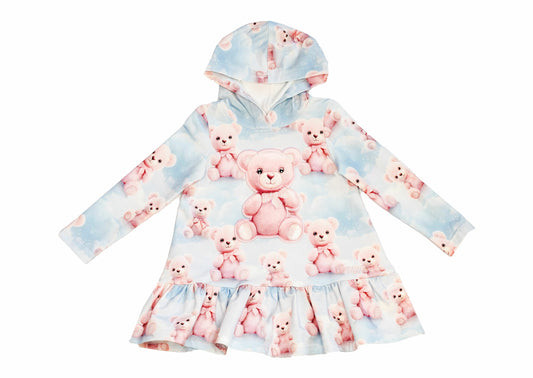 Daga Girls Blue Teddy Bear Printed Dress 9803 image 0