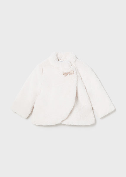 Mayoral Baby Girls Cream Fur Coat 2477 image 0