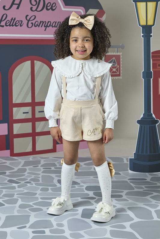 ADee Girls White Shirt and Short Set Ruby image 0