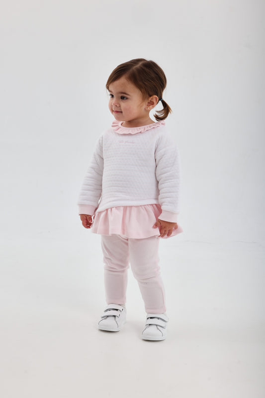 Tutto Piccolo Girls White Frill Legging Set 2739