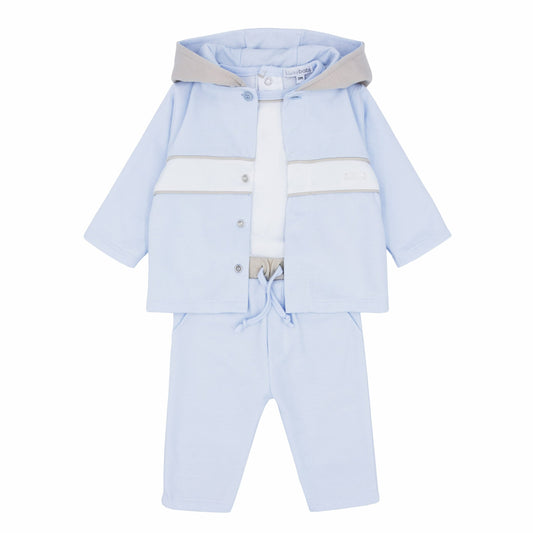 Blues Baby Boys Blue and Beige Contrast Three Piece Tracksuit BB1609 image 0