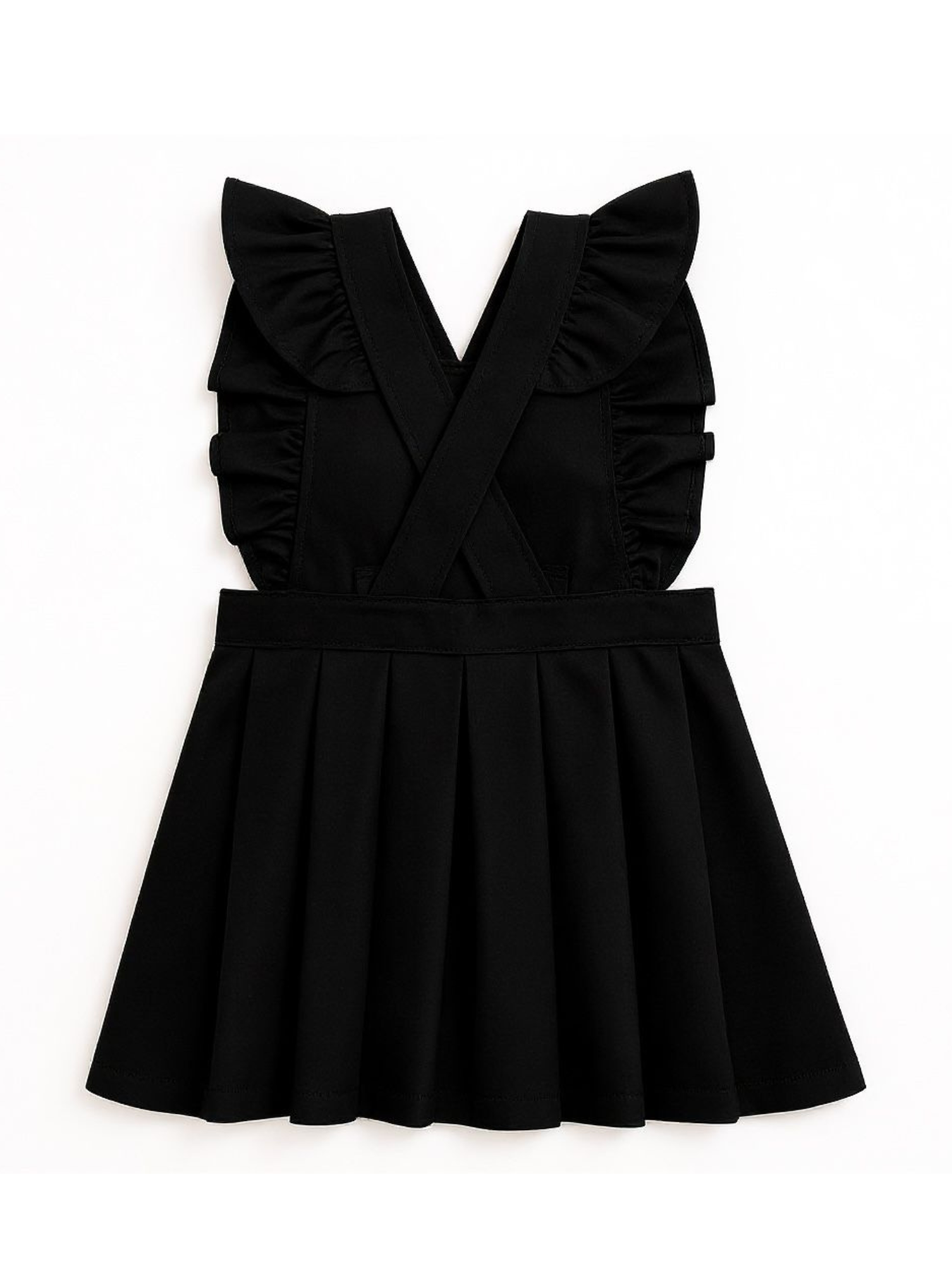 Love & Learn Girls Black School Ruffle Pinafore