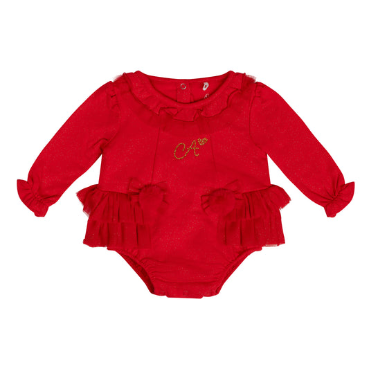 Little A Baby Girls Red Tulle Frill Romper Harley image 0