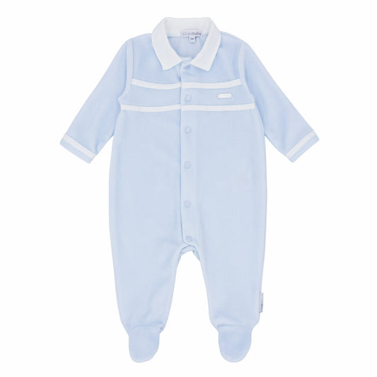 Blues Baby Blue Boys Velour Collared Babygrow BB1659 image 0