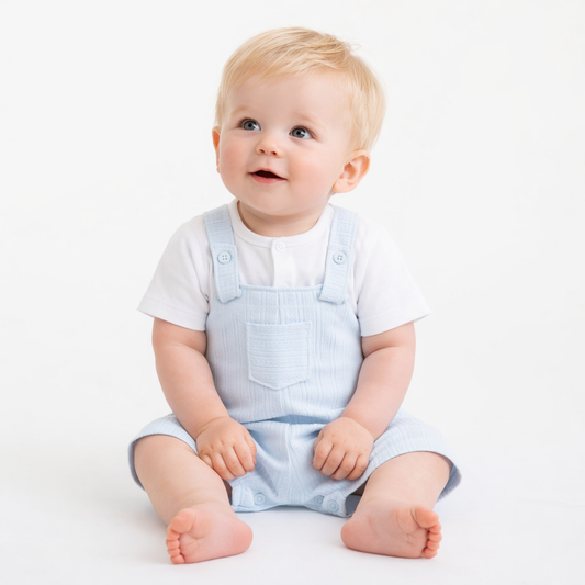Pastels & Co Boys Blue Dungaree Romper Horatio