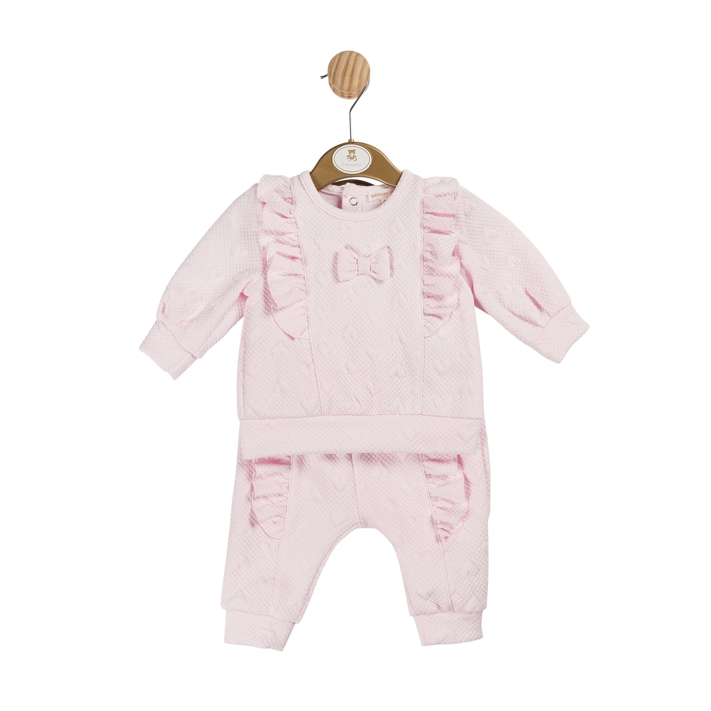 Mintini Baby Girls Pink Loveheart Embroidered Tracksuit 6145 image 0